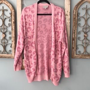 Pink Leopard Print Cardigan